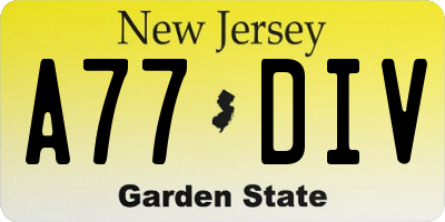 NJ license plate A77DIV