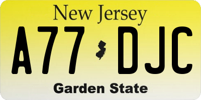 NJ license plate A77DJC