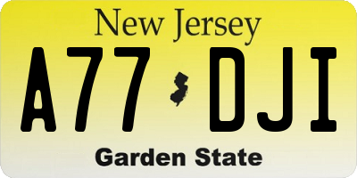 NJ license plate A77DJI