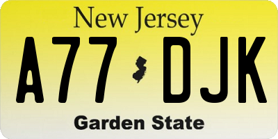 NJ license plate A77DJK