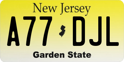NJ license plate A77DJL