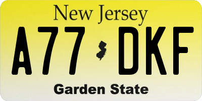 NJ license plate A77DKF