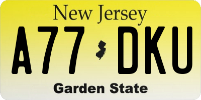 NJ license plate A77DKU