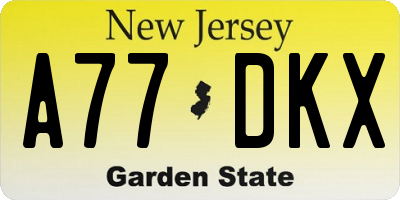 NJ license plate A77DKX
