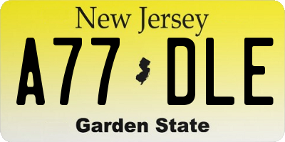 NJ license plate A77DLE