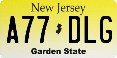 NJ license plate A77DLG