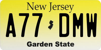 NJ license plate A77DMW