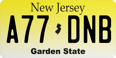 NJ license plate A77DNB