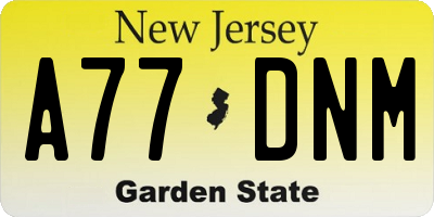 NJ license plate A77DNM