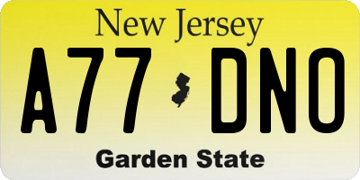 NJ license plate A77DNO