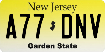 NJ license plate A77DNV