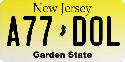 NJ license plate A77DOL