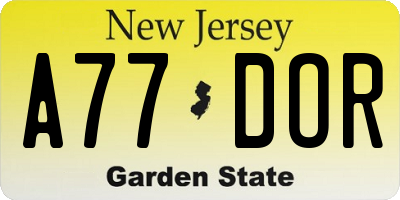 NJ license plate A77DOR