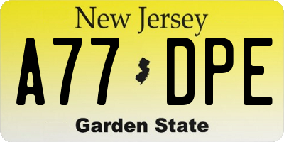 NJ license plate A77DPE