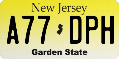 NJ license plate A77DPH