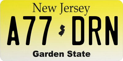 NJ license plate A77DRN