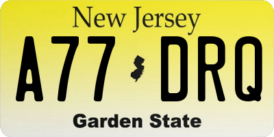 NJ license plate A77DRQ