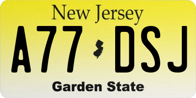 NJ license plate A77DSJ