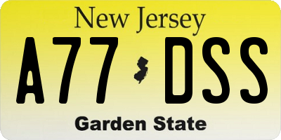 NJ license plate A77DSS