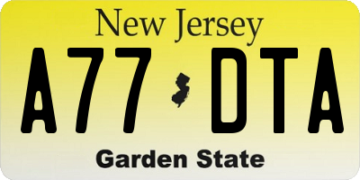 NJ license plate A77DTA