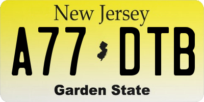 NJ license plate A77DTB