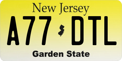 NJ license plate A77DTL