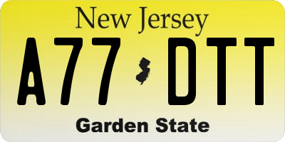 NJ license plate A77DTT
