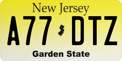 NJ license plate A77DTZ