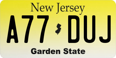 NJ license plate A77DUJ