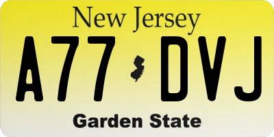 NJ license plate A77DVJ