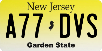 NJ license plate A77DVS