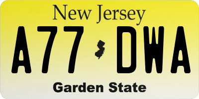 NJ license plate A77DWA