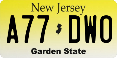 NJ license plate A77DWO