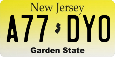 NJ license plate A77DYO