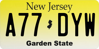 NJ license plate A77DYW