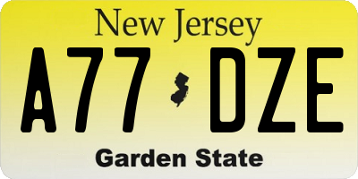 NJ license plate A77DZE