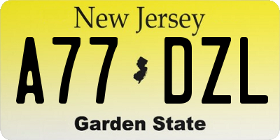 NJ license plate A77DZL