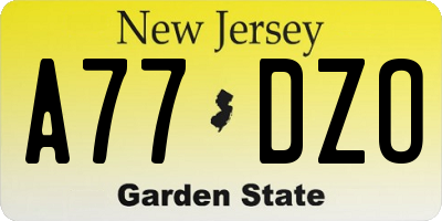 NJ license plate A77DZO