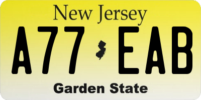NJ license plate A77EAB