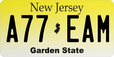 NJ license plate A77EAM