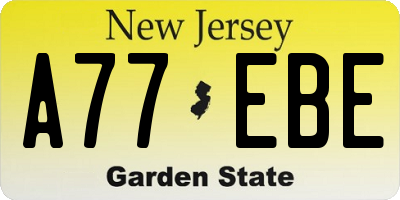 NJ license plate A77EBE