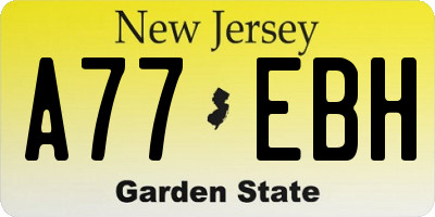 NJ license plate A77EBH