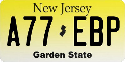 NJ license plate A77EBP