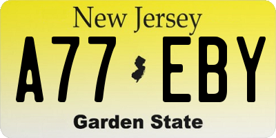 NJ license plate A77EBY
