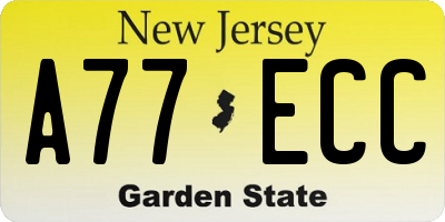 NJ license plate A77ECC