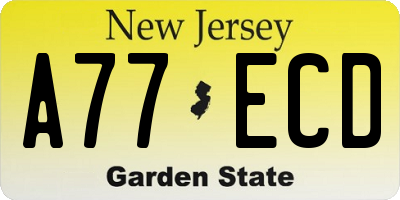 NJ license plate A77ECD