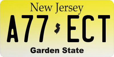 NJ license plate A77ECT