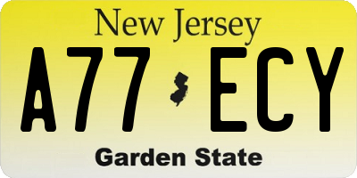 NJ license plate A77ECY