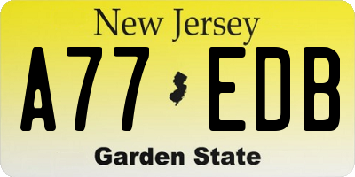 NJ license plate A77EDB