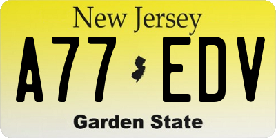 NJ license plate A77EDV